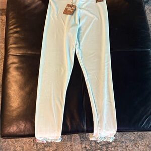 Matilda Jane Light Blue Velvet Kids Leggings - Size 14 NWT